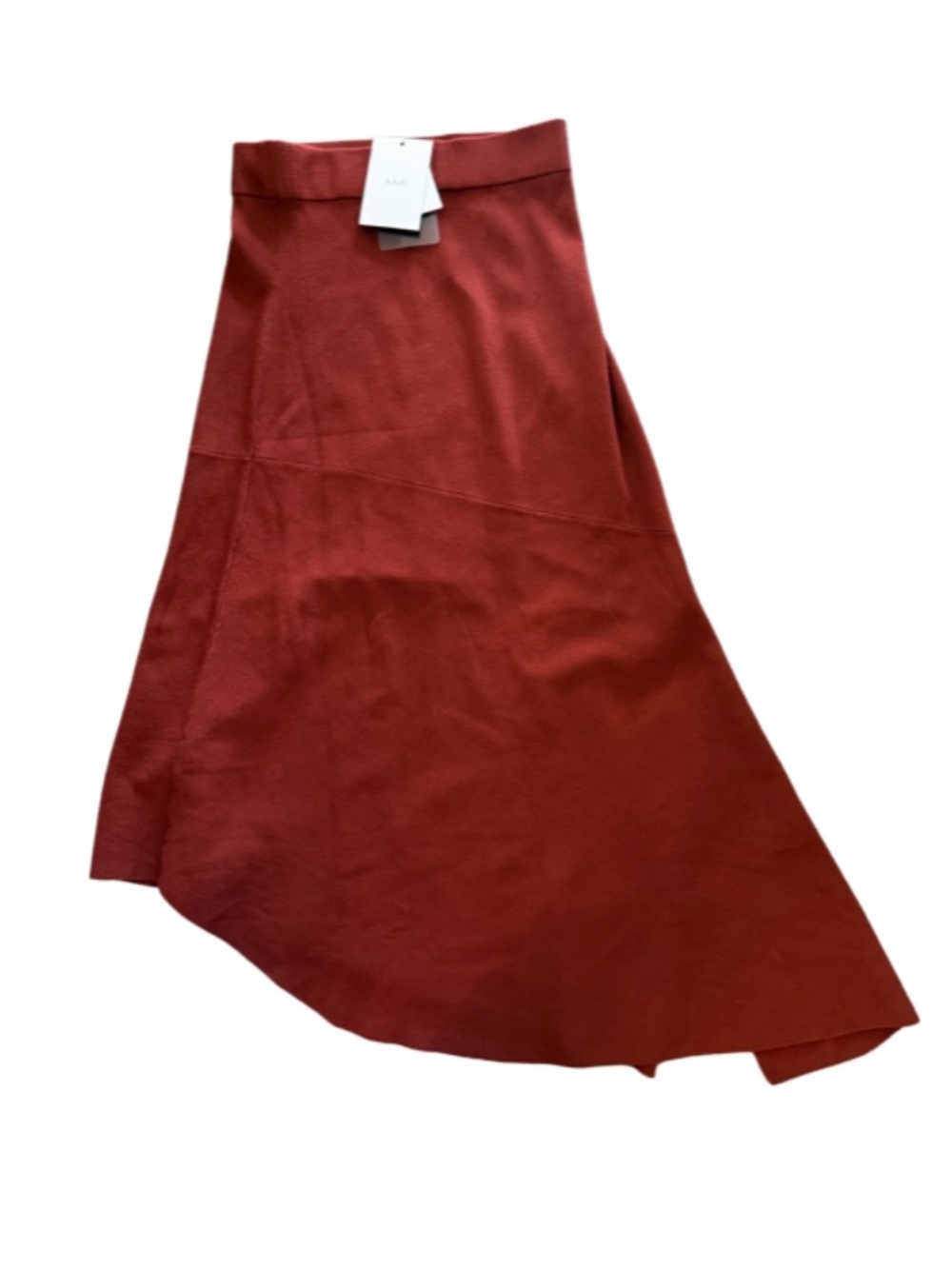 NWT A.L.C. Jasper Asymmetrical Knit Skirt Medium Rust/Brick - Picture 4 of 9